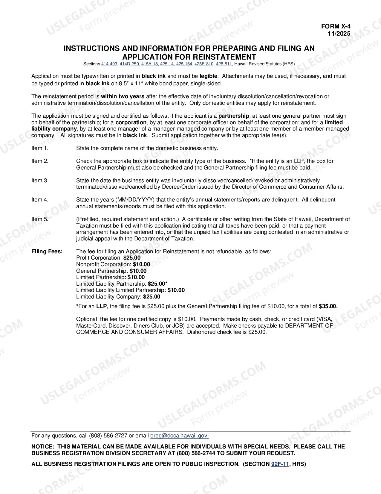 Preview Application for Reinstatement