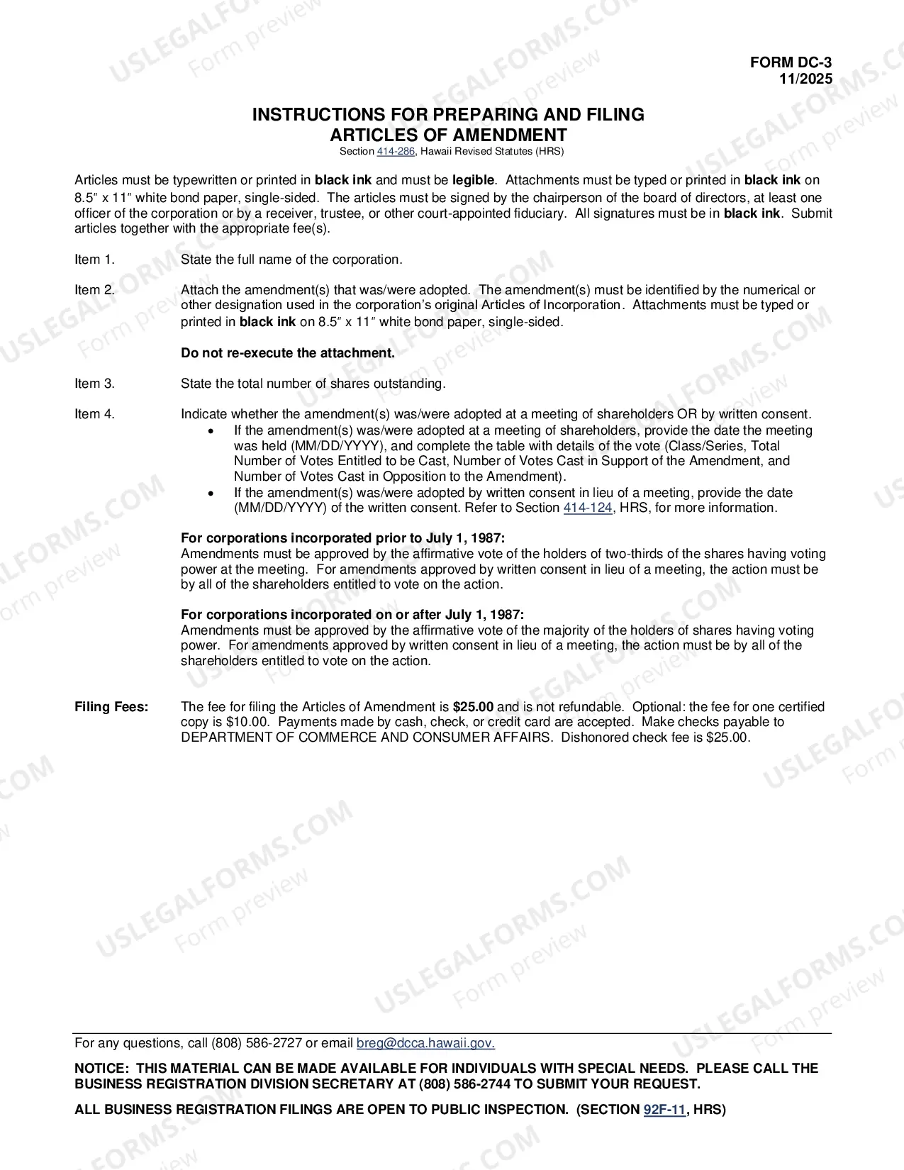 Preview Articles of Amendment