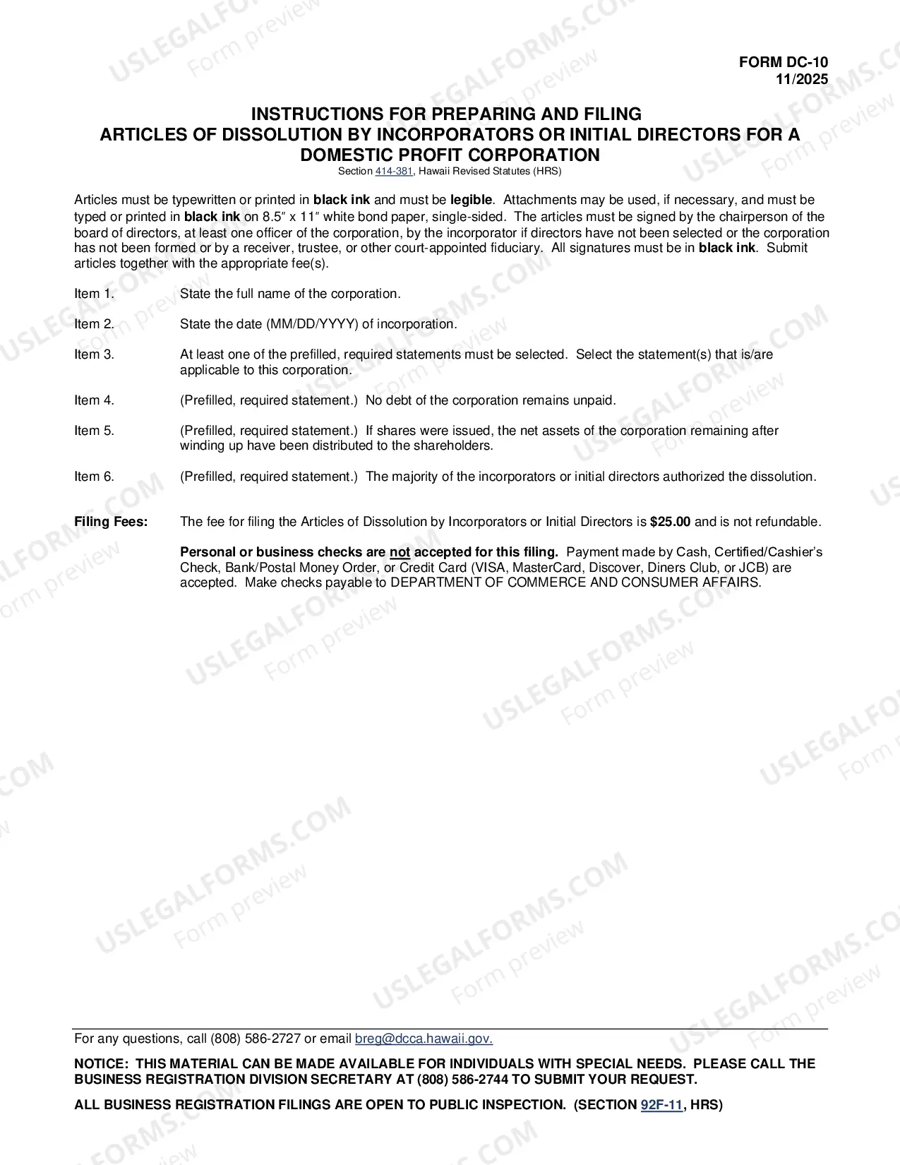 Preview Articles of Dissolution By Incorporators Or Initial Directors