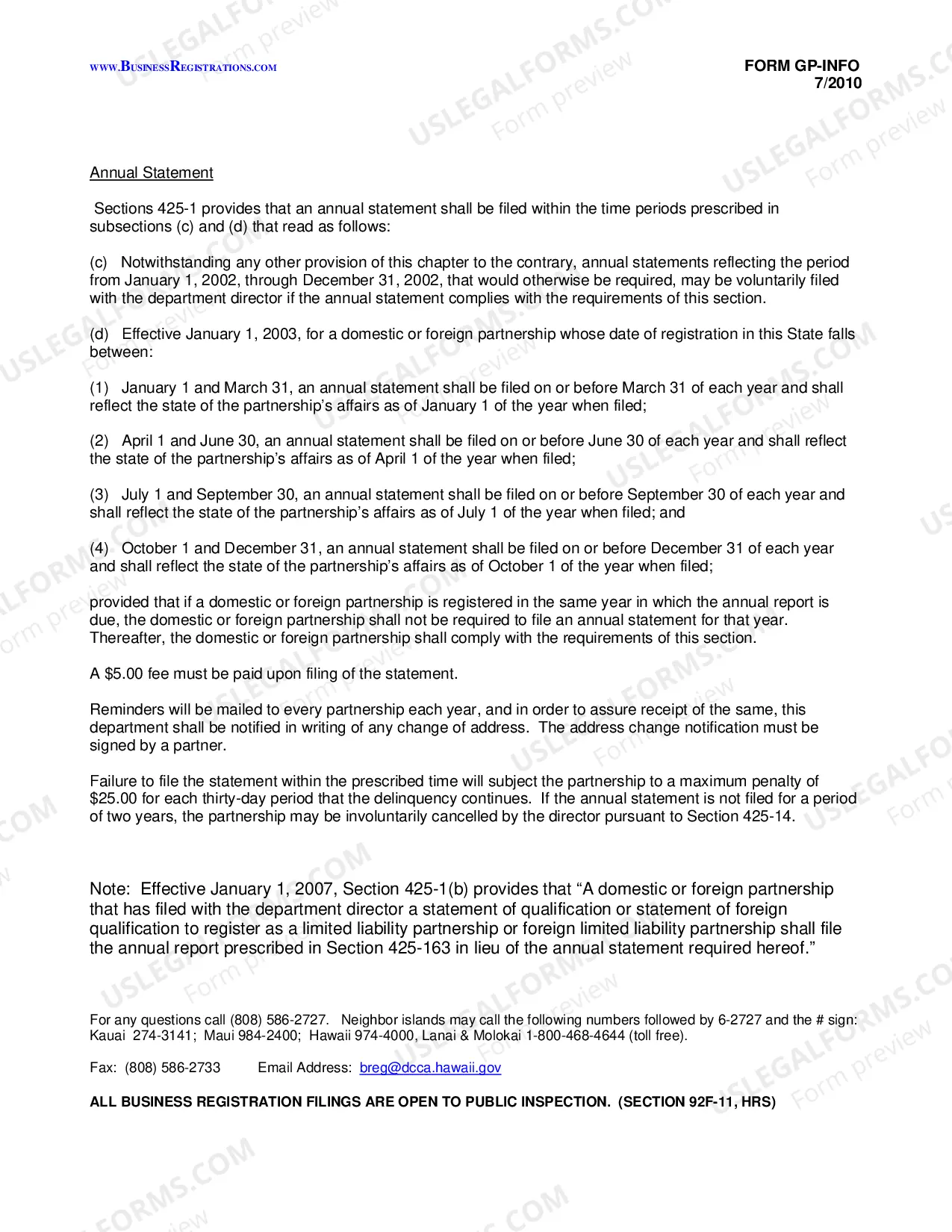 Preview Information for Domestic and Foreign General Partnerships