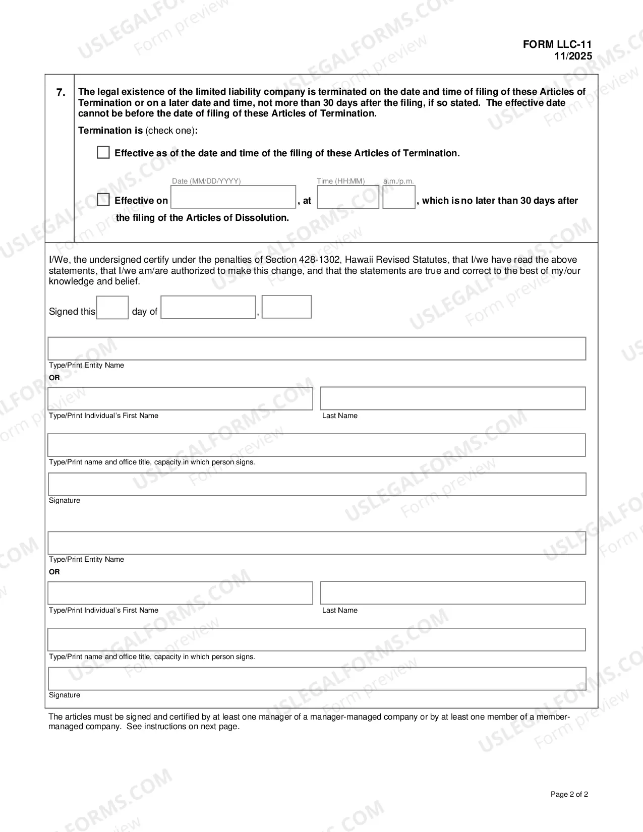Preview Articles of Termination