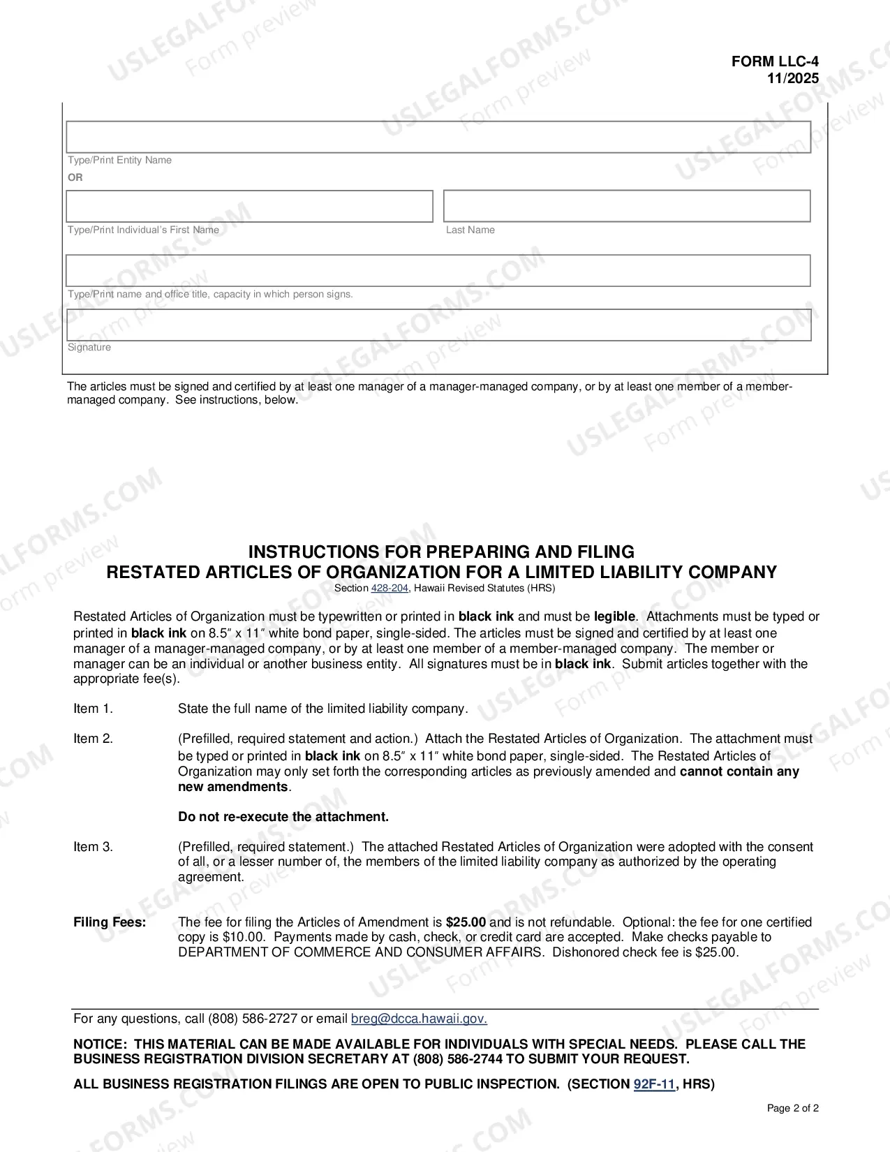 Preview Restated Articles of Organization