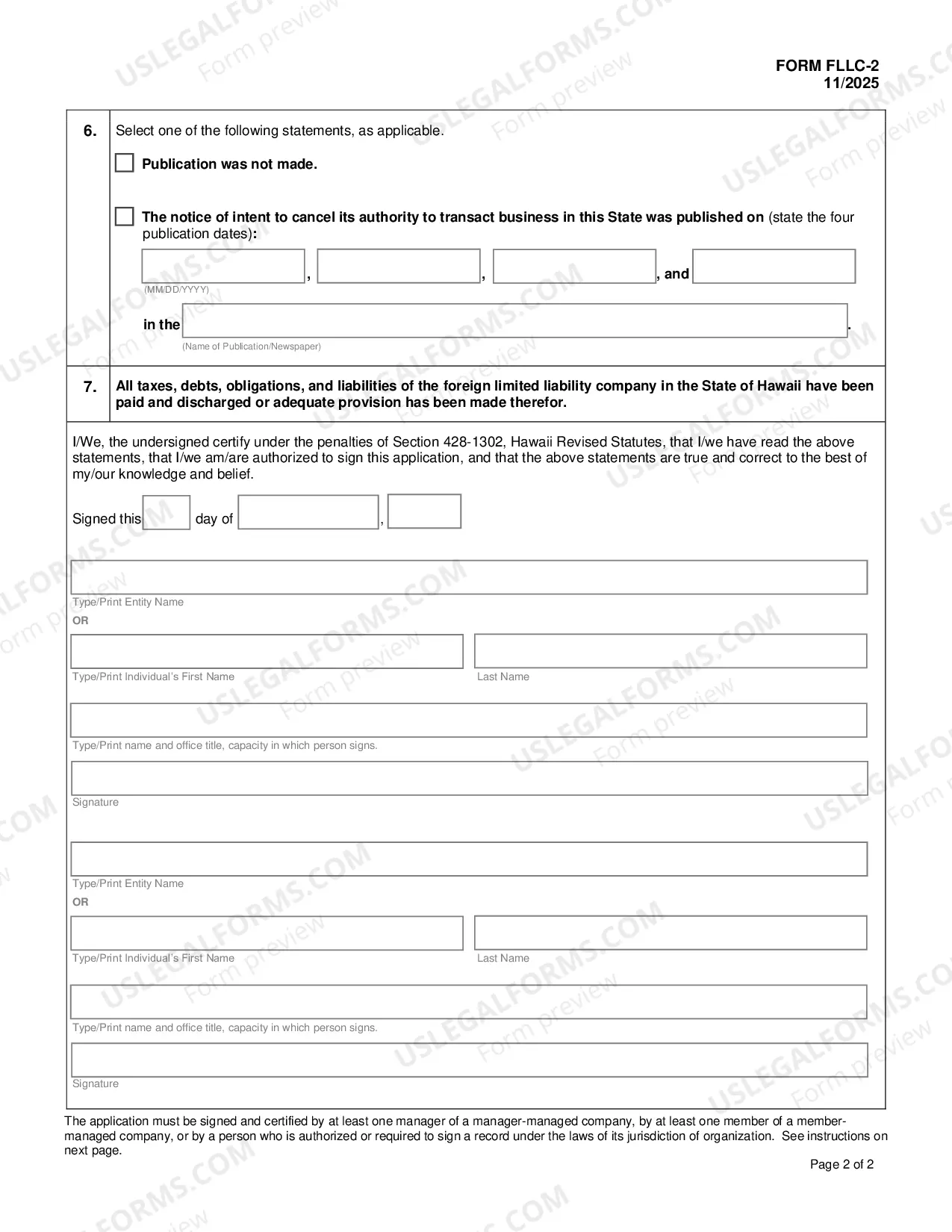 Preview Application For Certificate of Cancellation