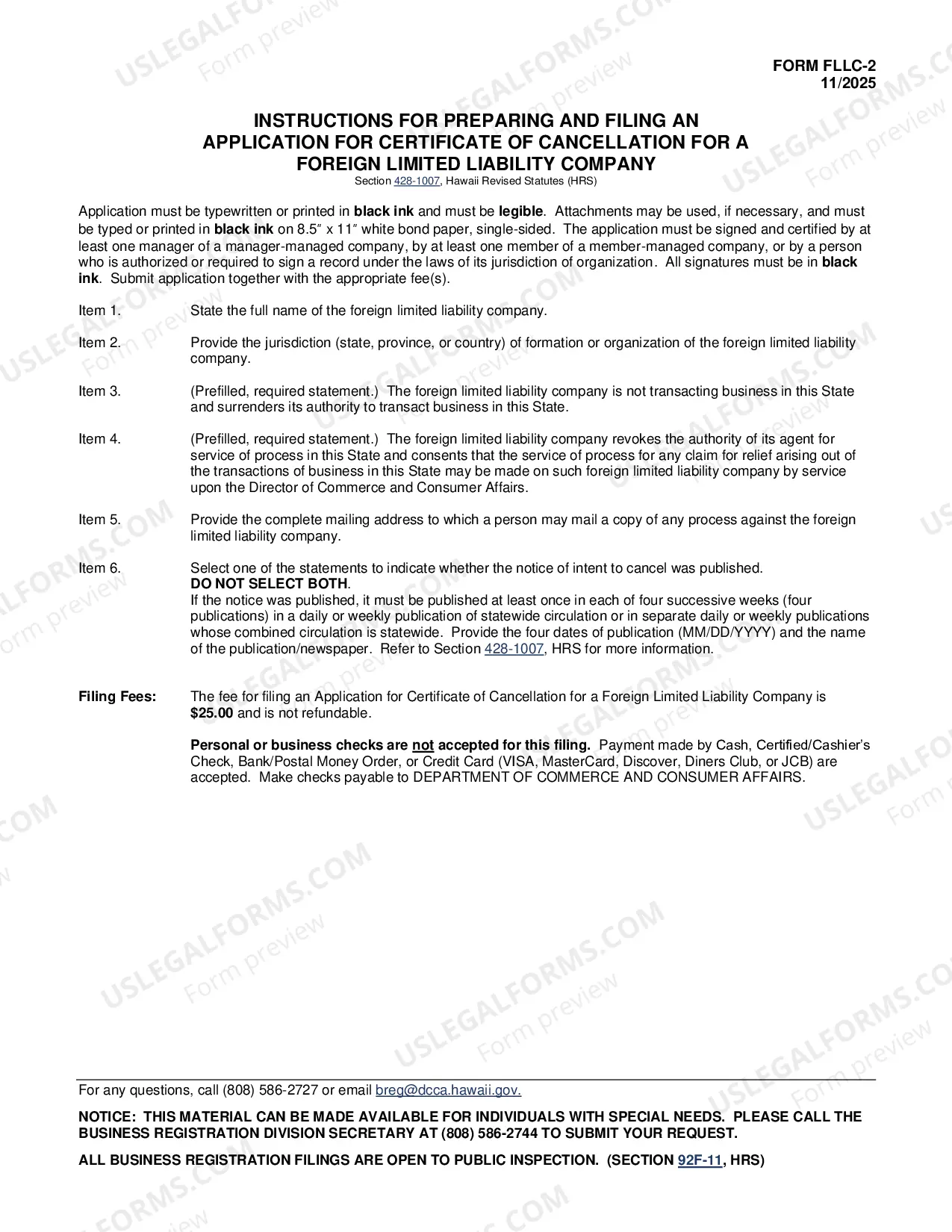 Preview Application For Certificate of Cancellation