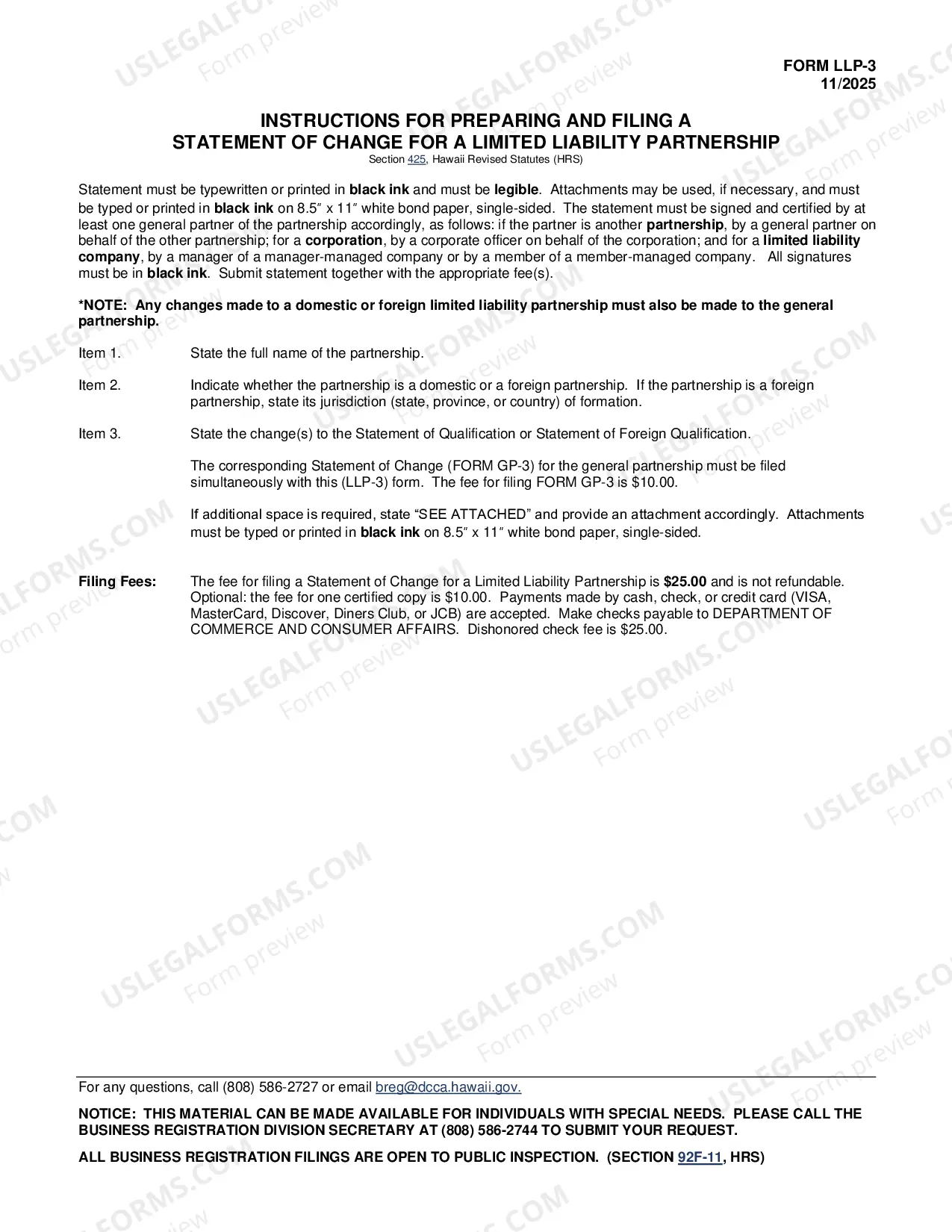 Preview Statement of Change