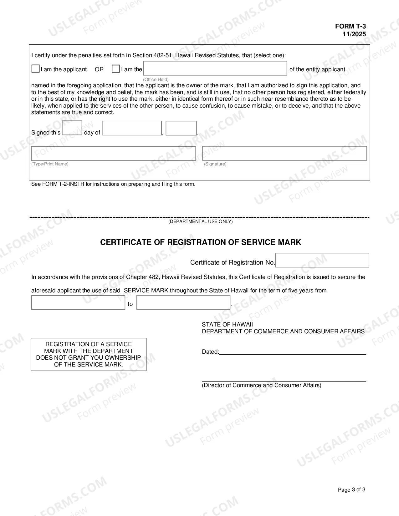 Preview Application For Registration of Service Mark