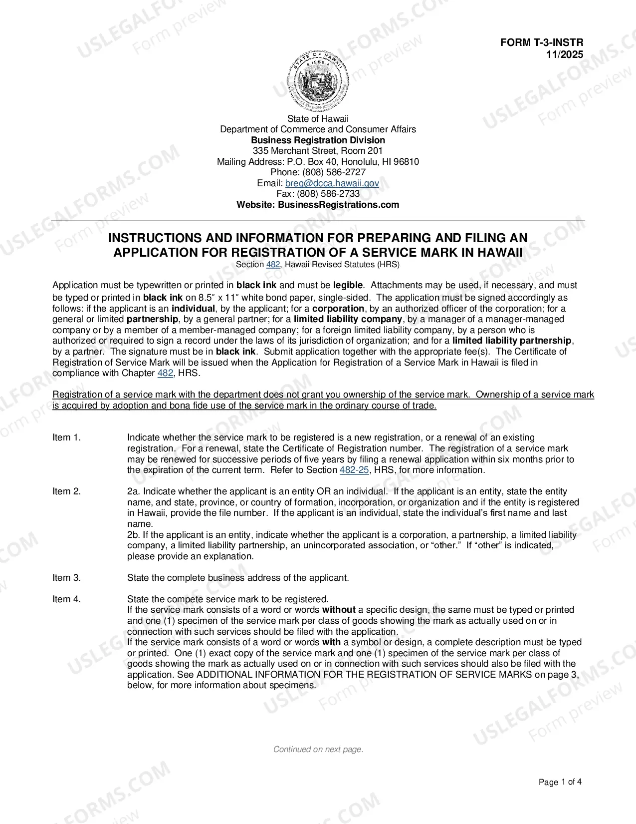 Preview Application For Registration of Service Mark