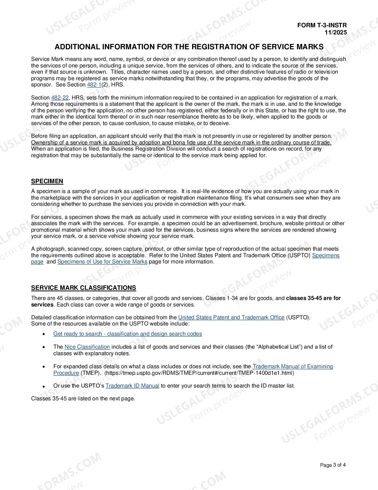 Preview Application For Registration of Service Mark