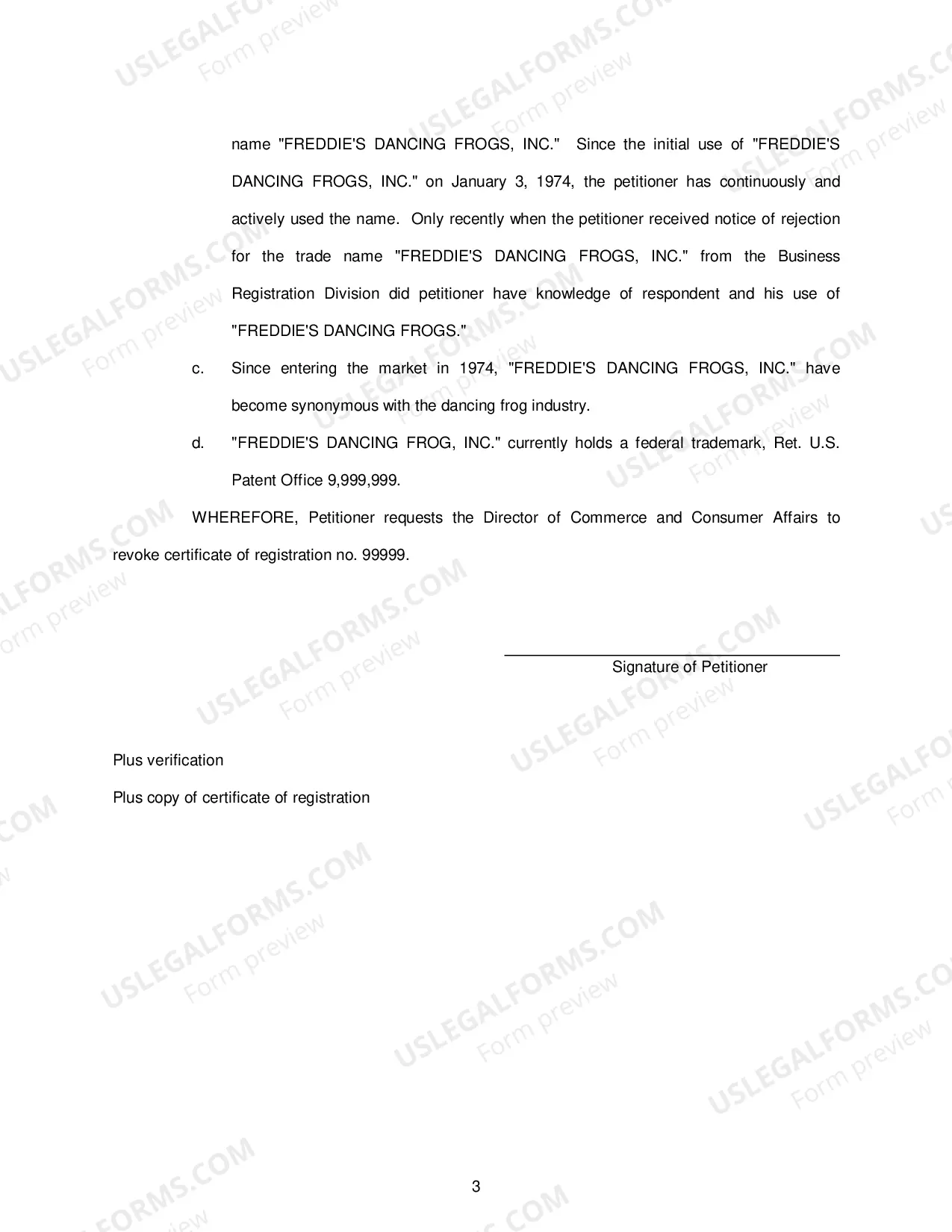 Preview Instructions on Filing a Petition for Revocation of Trade Name, Trademark or Service Mark