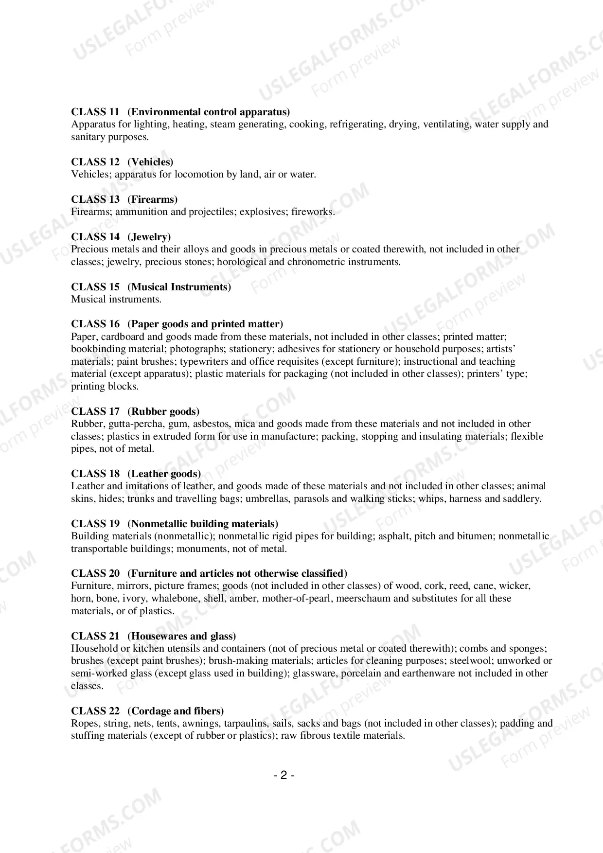 Preview Trademark Classifications and Types of Goods