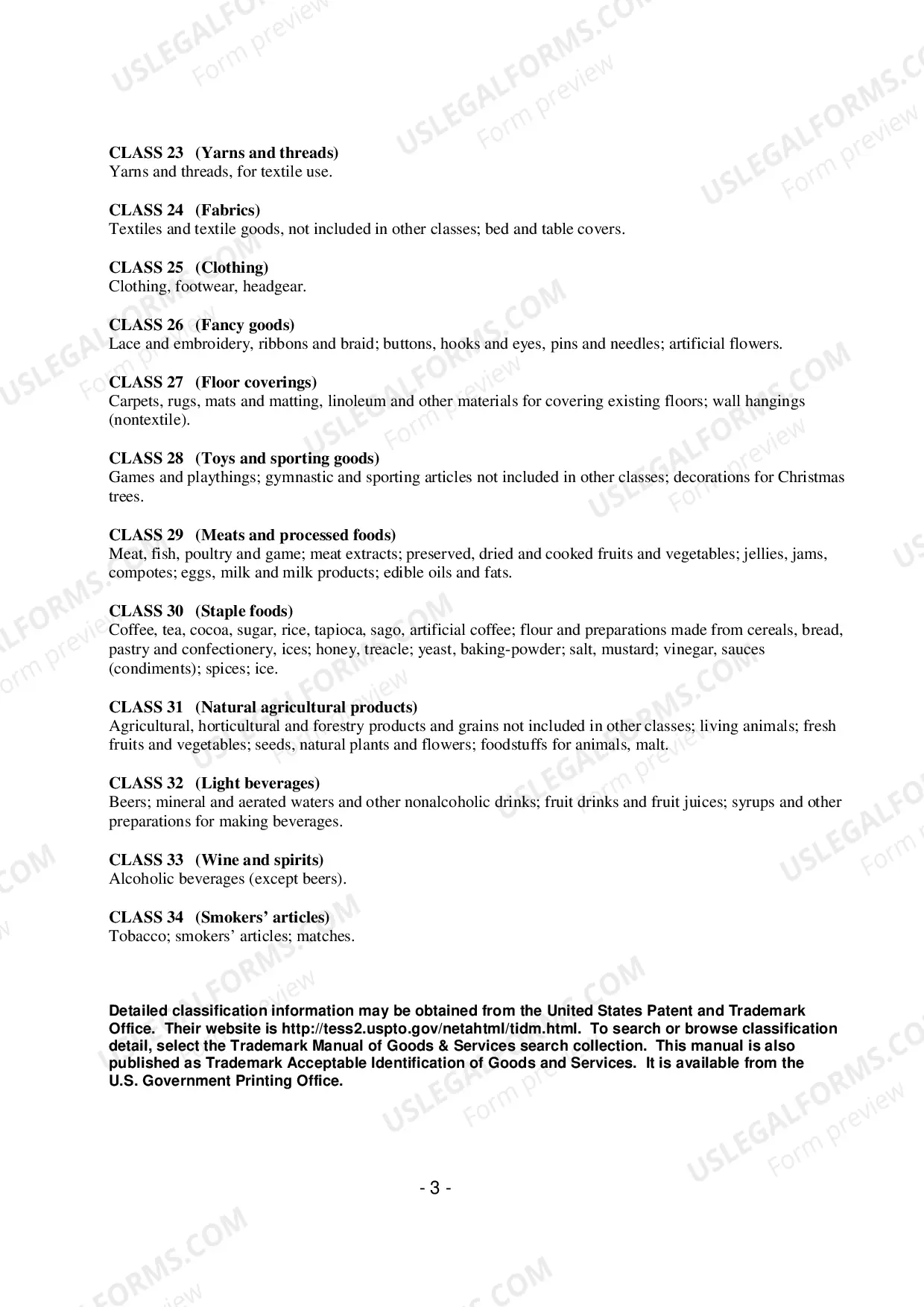 Preview Trademark Classifications and Types of Goods