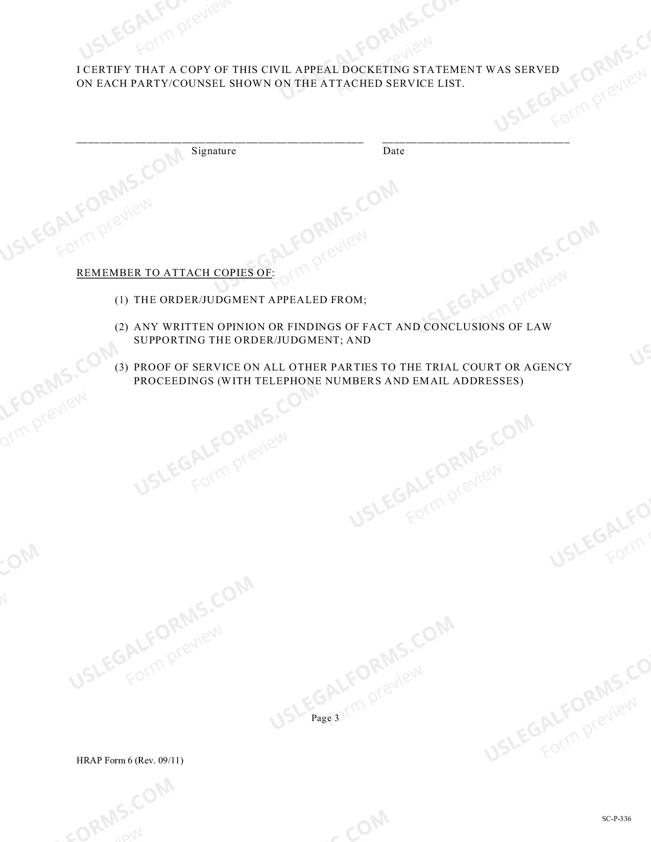 Preview Civil Appeal Docketing Statement