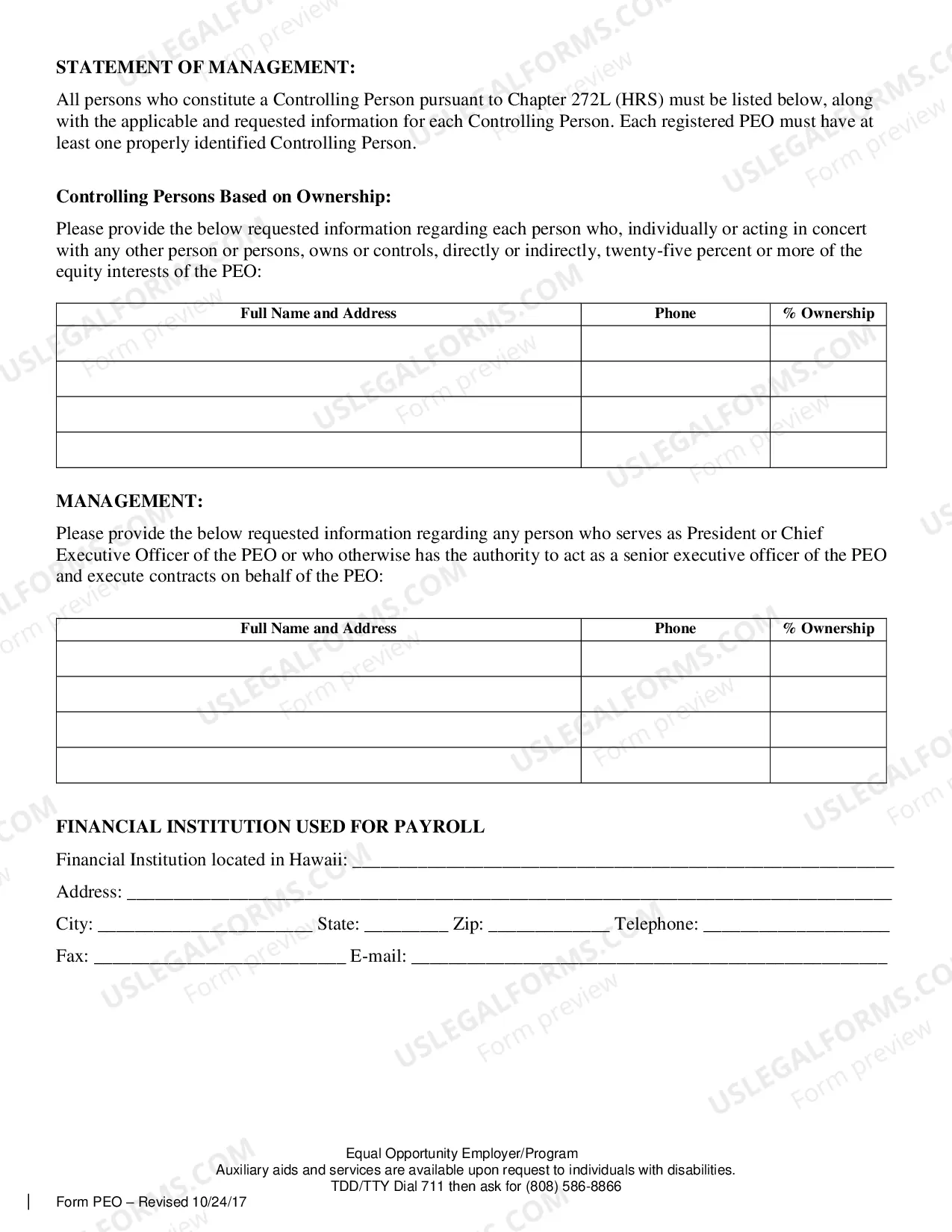Preview Application For Professional Employer Organization Registration