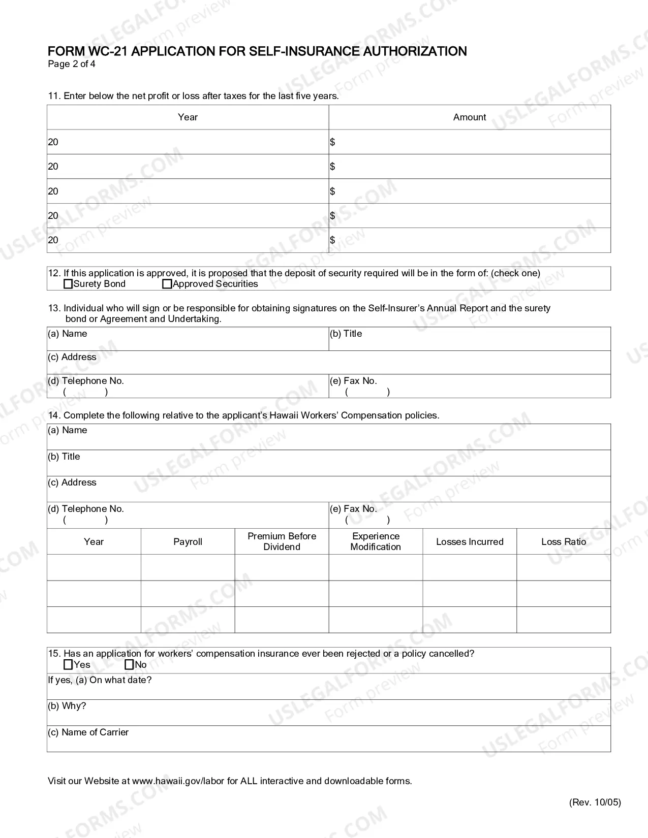 Preview Application For Self Insurance Authorization