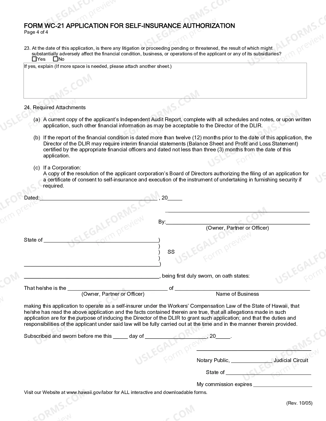 Preview Application For Self Insurance Authorization