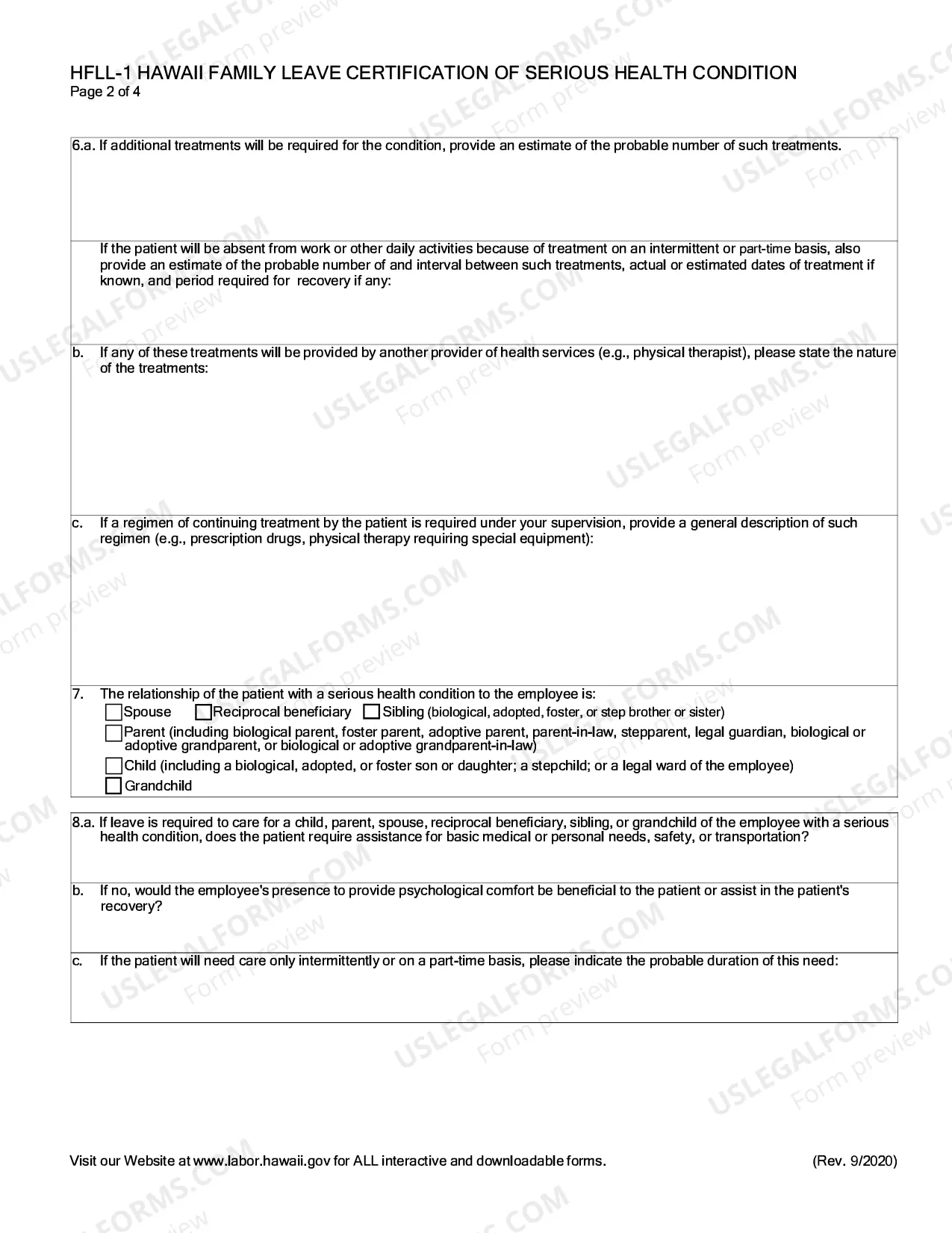 Preview Optional form for Certification of a Serious Health Condition by a Health Care Provider