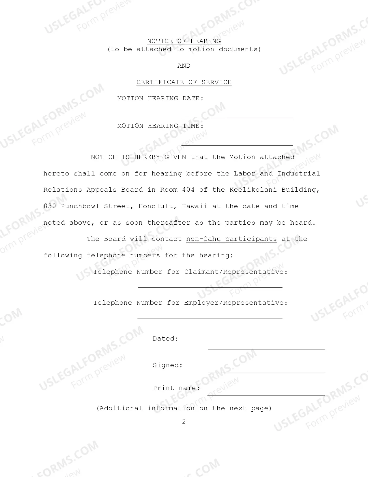Preview Notice of Hearing Motion