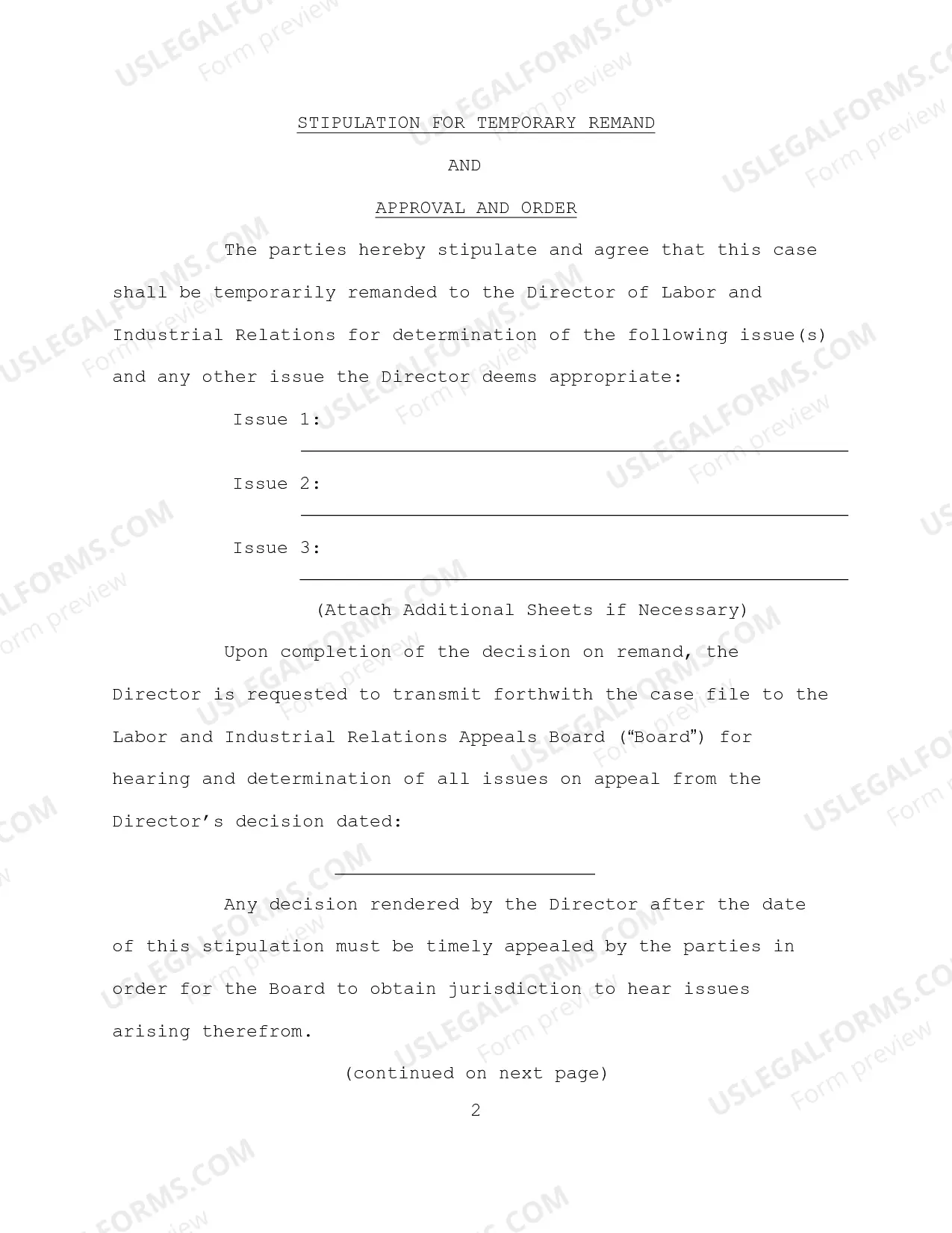 Preview Stipulation for Temporary Remand