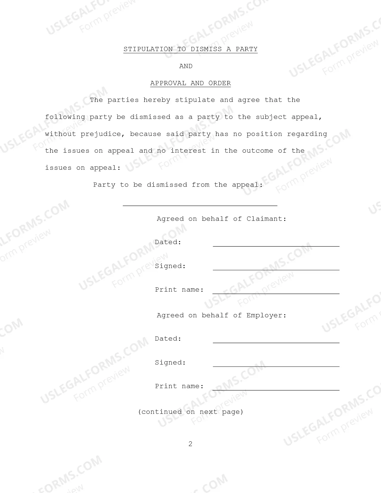 Preview Stipulation to Dismiss a Party