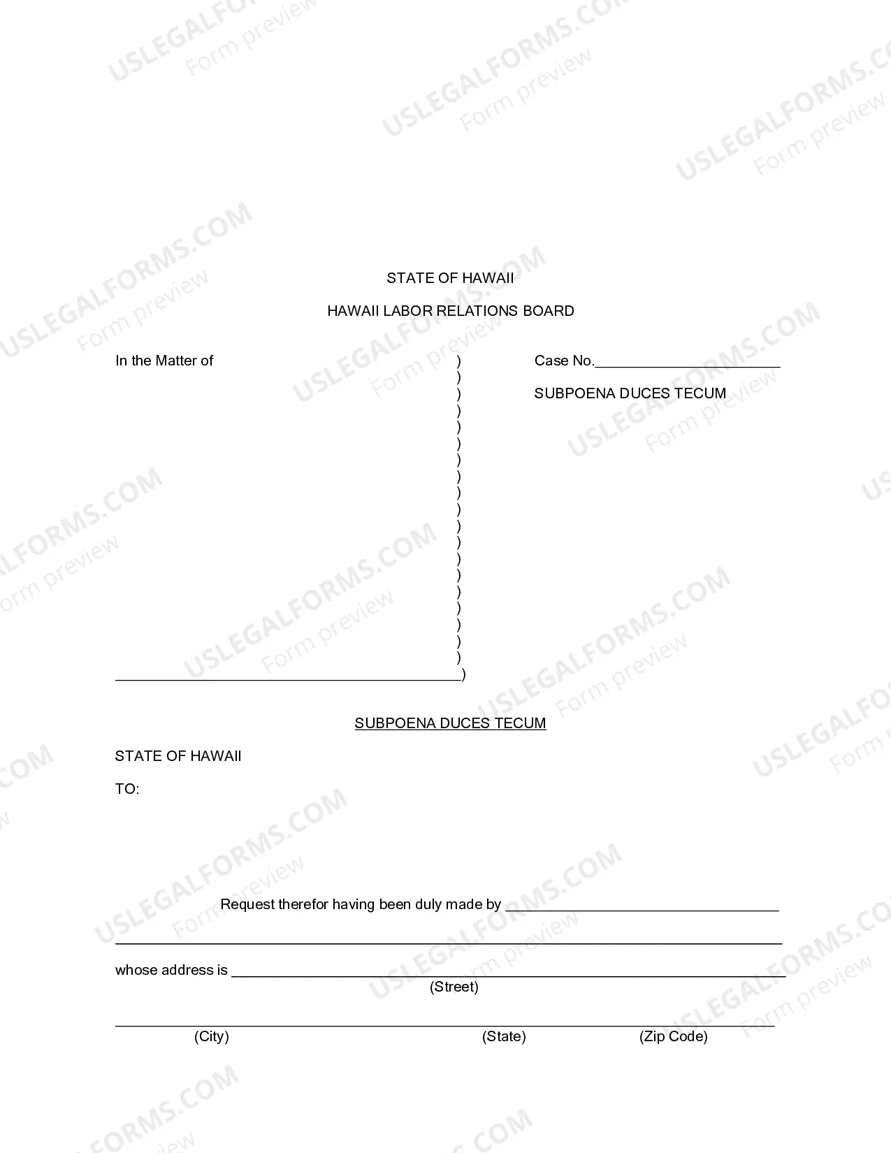 Preview Subpoena Duces Tecum