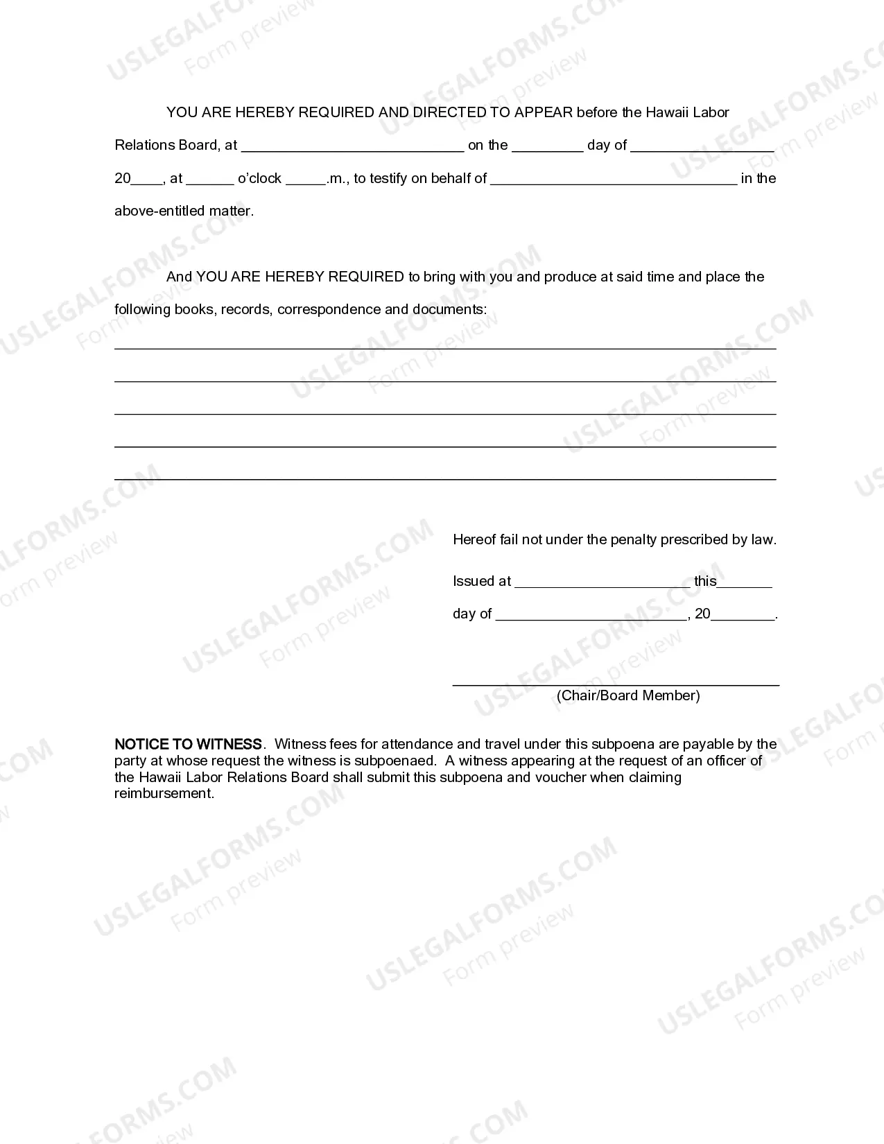 Preview Subpoena Duces Tecum