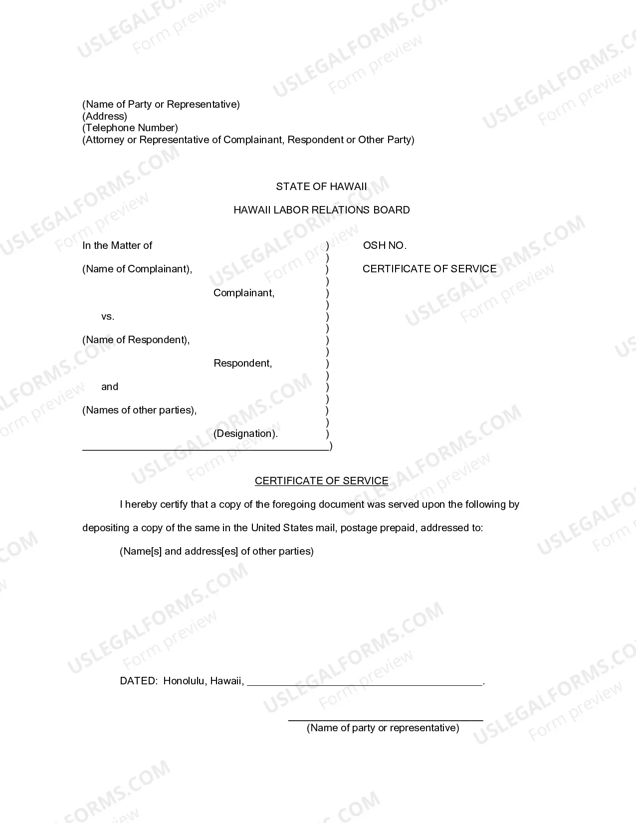 Preview Sample Format for HIOSH Initial Conference Statement