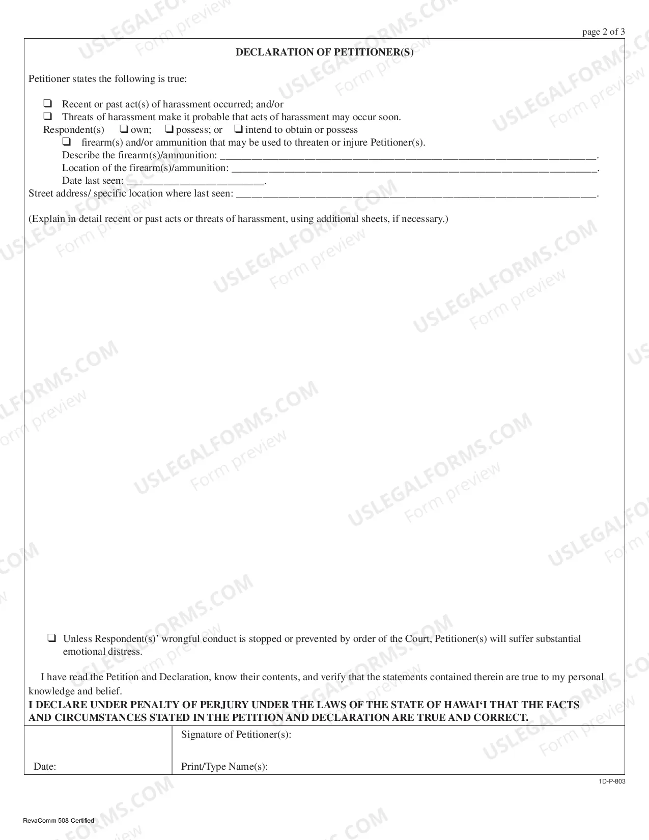 Preview Petition for TRO and for Injunction Against Harassment