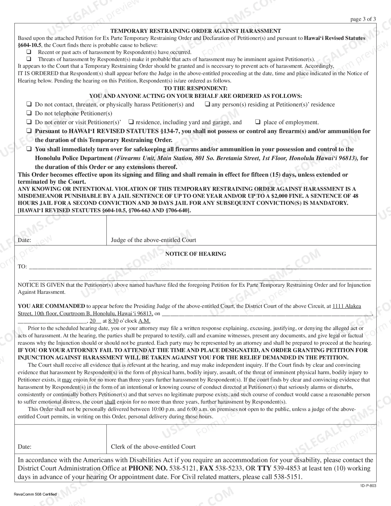 Preview Petition for TRO and for Injunction Against Harassment