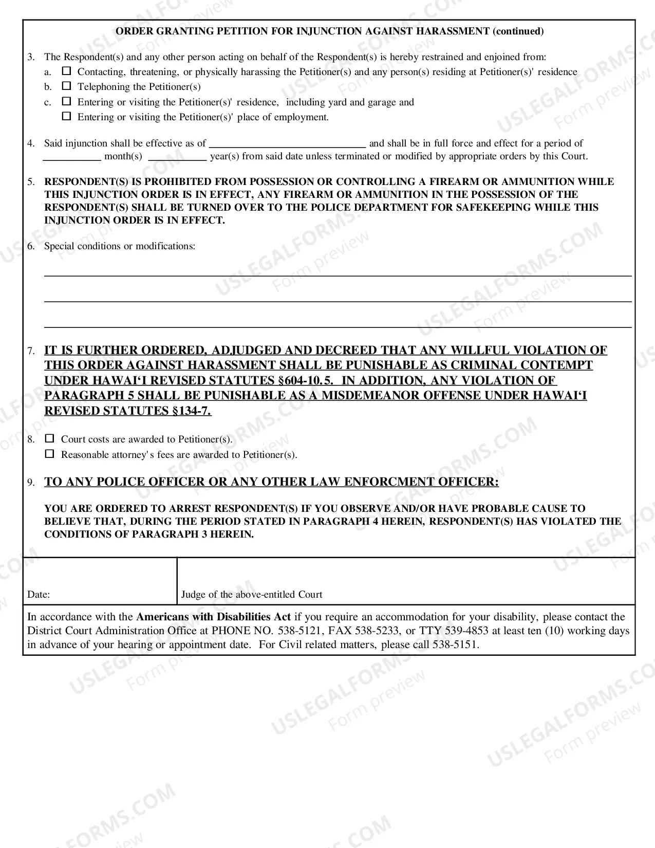 Preview Order Granting Injunction Against Harassment TRO