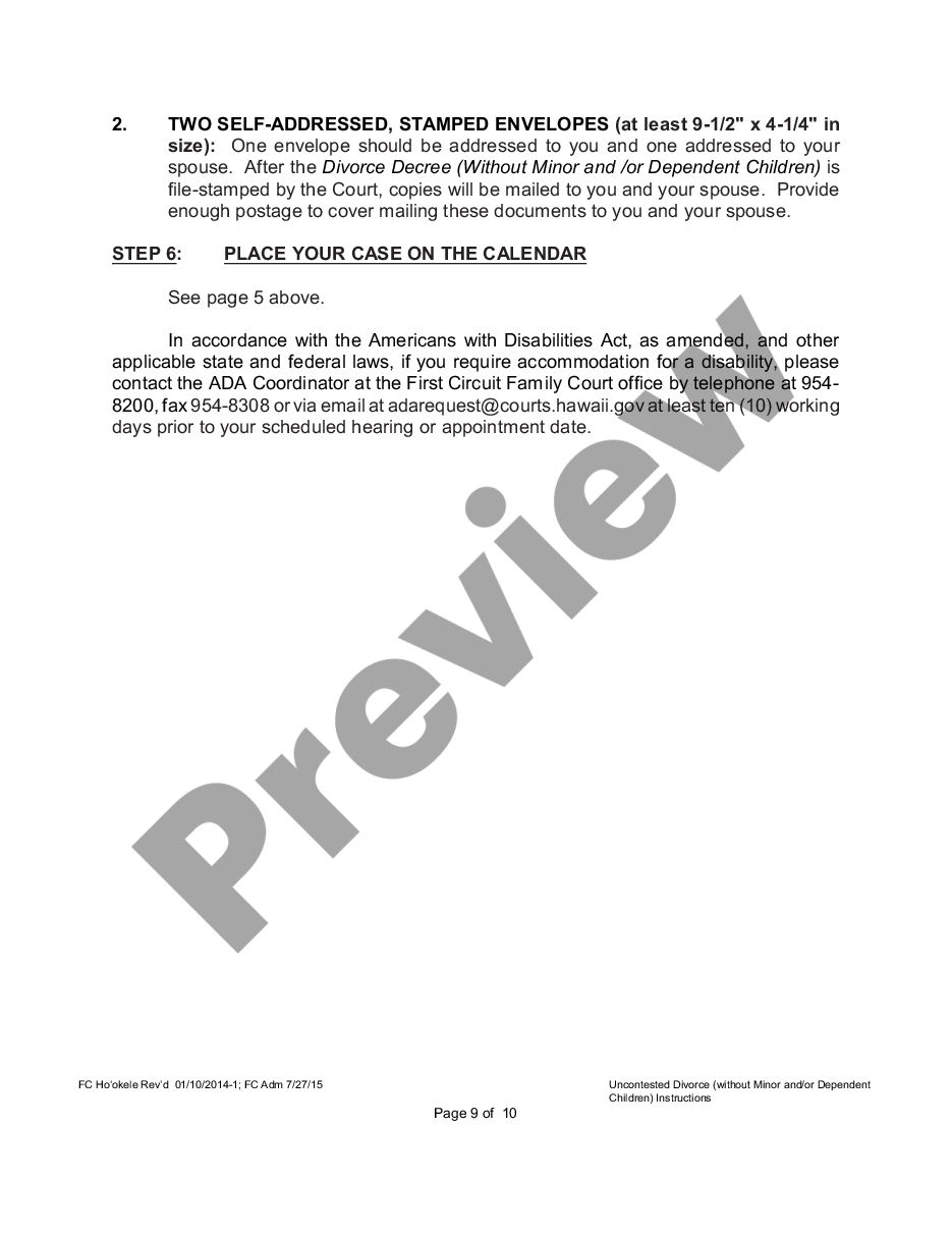page 8 Uncontested Divorce Forms - without children preview