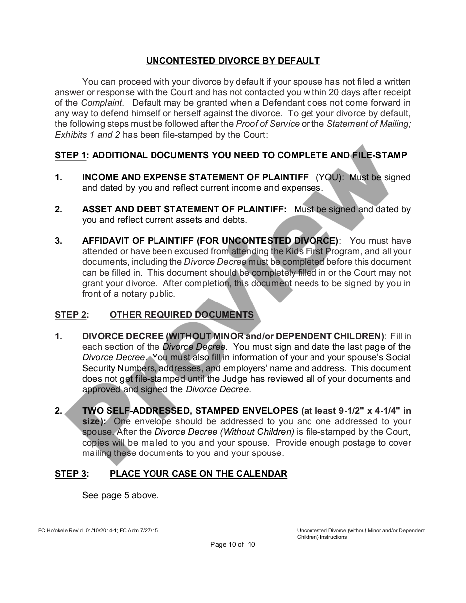 page 9 Uncontested Divorce Forms - with children preview