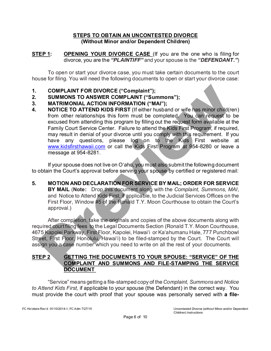 page 5 Uncontested Divorce Forms - with children preview