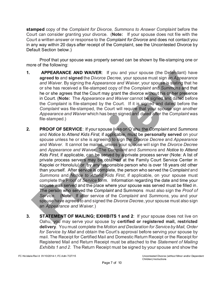 page 6 Uncontested Divorce Forms - with children preview