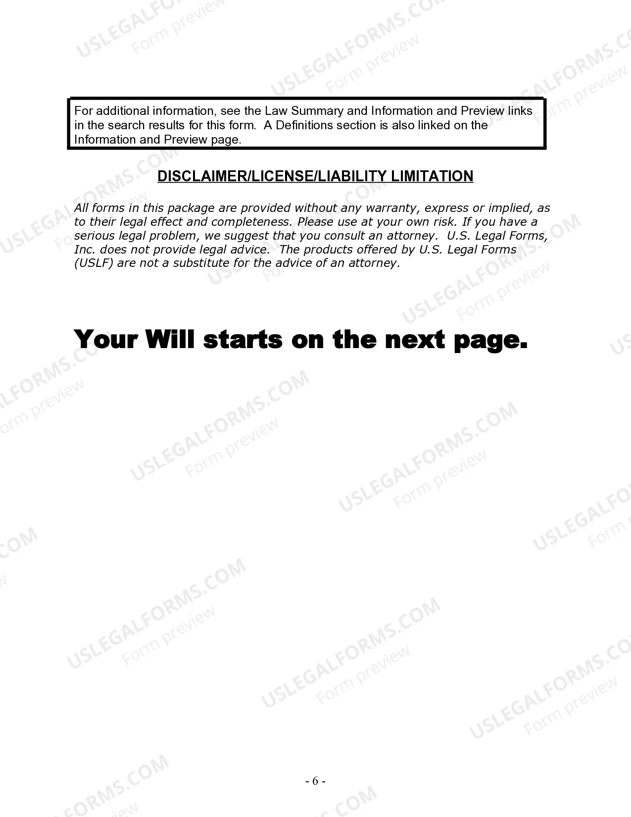 Preview Last Will and Testament for a Single Person with Minor Children