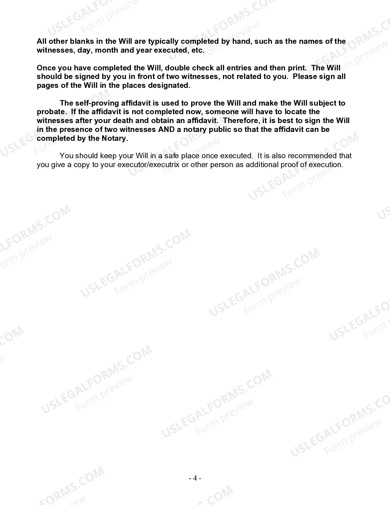 Preview Last Will and Testament for Single Person with Adult and Minor Children