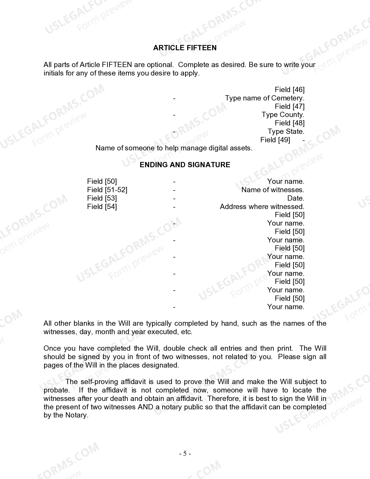 Preview Last Will and Testament for Civil Union Partner with Minor Children from Prior Marriage