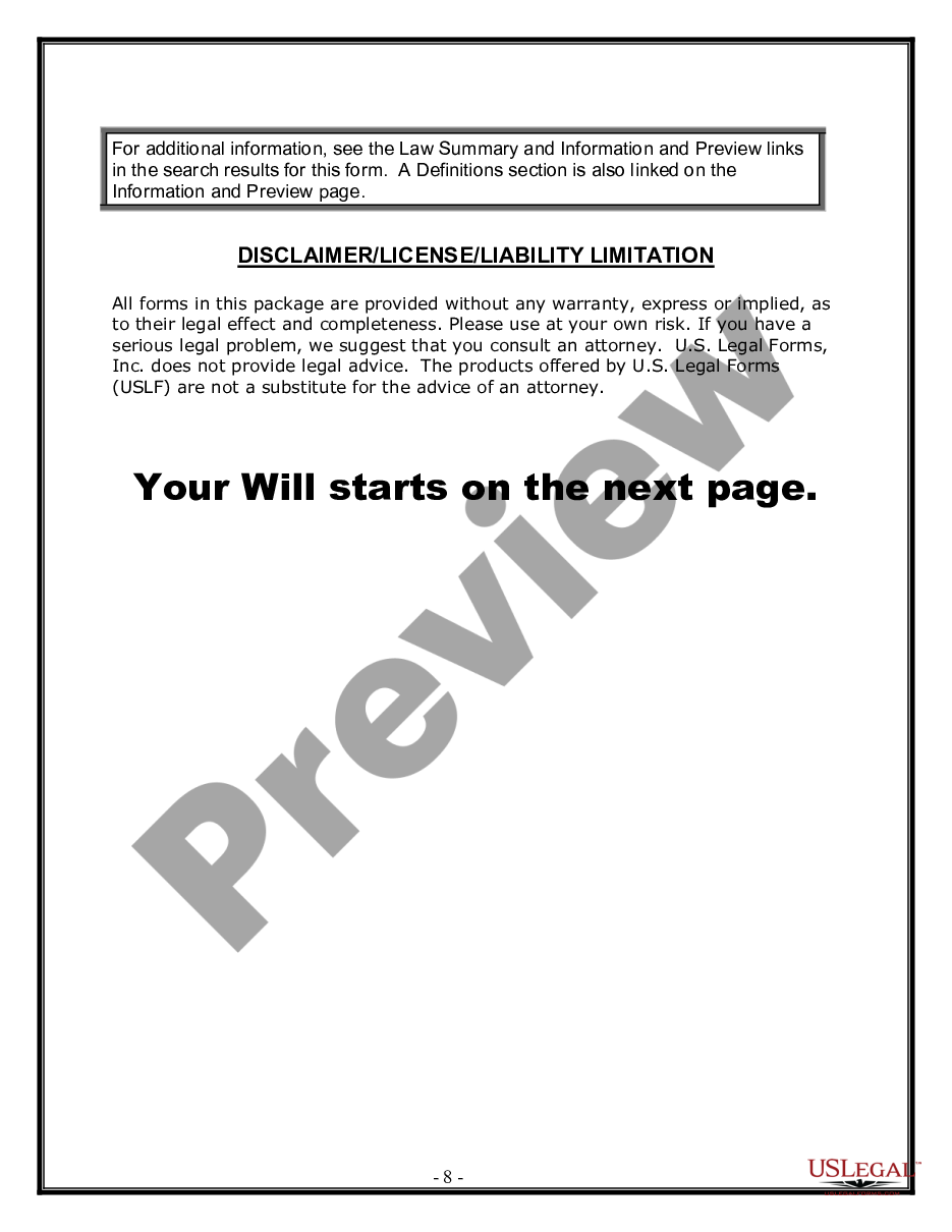 form Legal Last Will and Testament for Married person with Minor Children from Prior Marriage preview