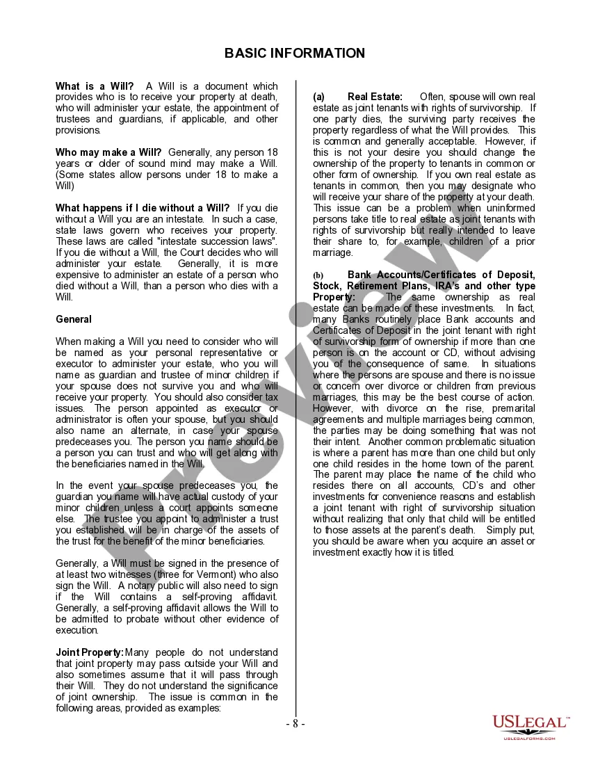 Preview Last Will and Testament for Married person with Minor Children from Prior Marriage