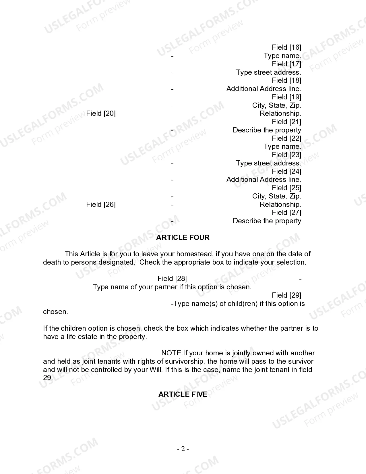 Preview Last Will and Testament for Domestic Partner with Minor Children from Prior Marriage