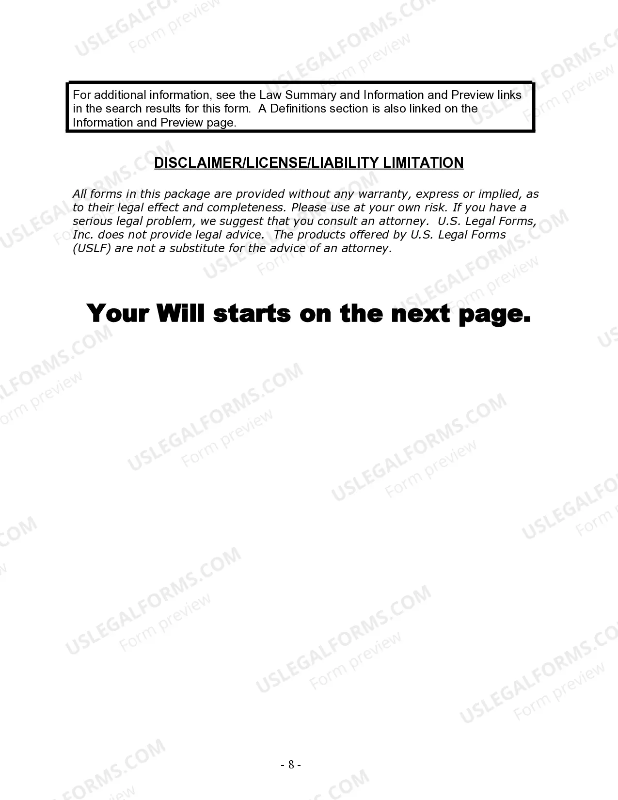 Preview Last Will and Testament for Domestic Partner with Minor Children from Prior Marriage