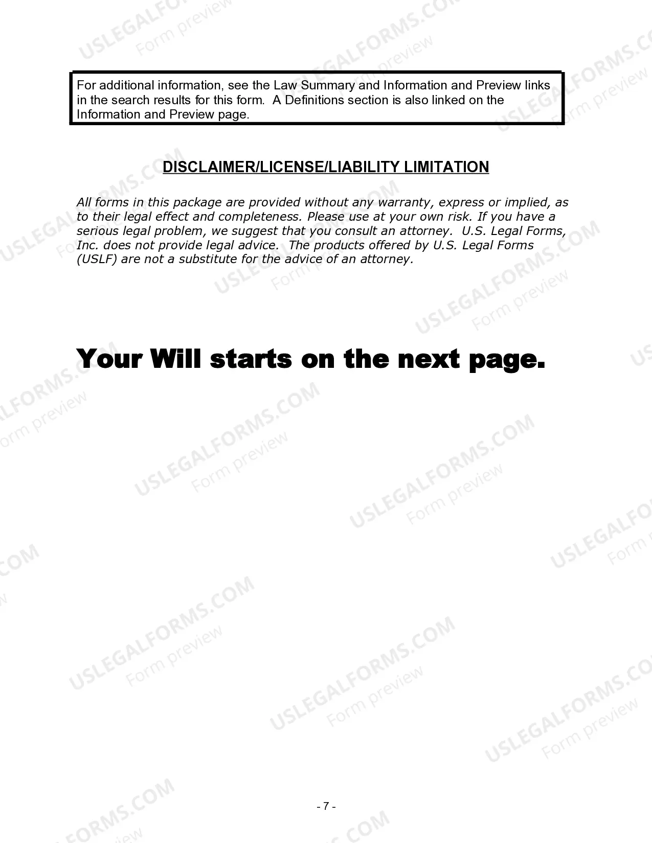 Preview Last Will and Testament for Divorced person not Remarried with Adult Children