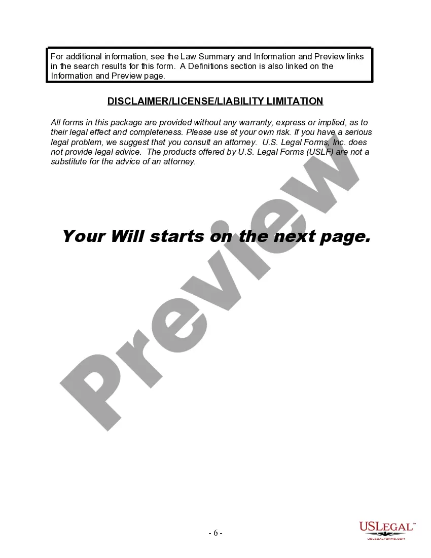 Preview Last Will and Testament for Divorced person not Remarried with Minor Children