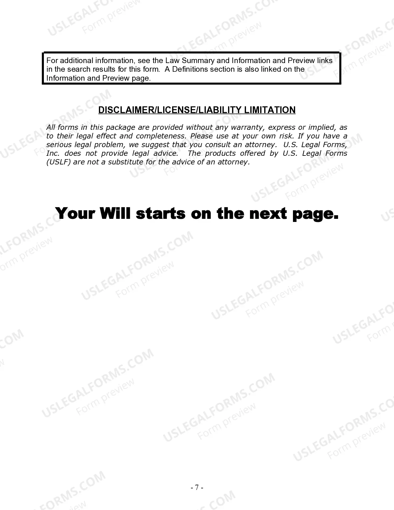 Preview Last Will and Testament for Domestic Partner with Minor Children