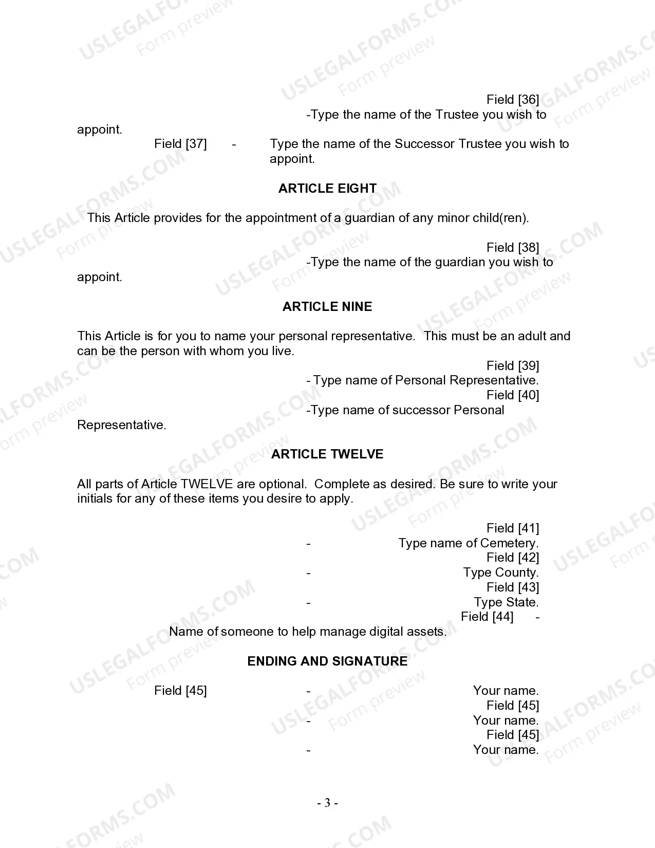 Preview Last Will and Testament for Divorced Person Not Remarried with Adult and Minor Children