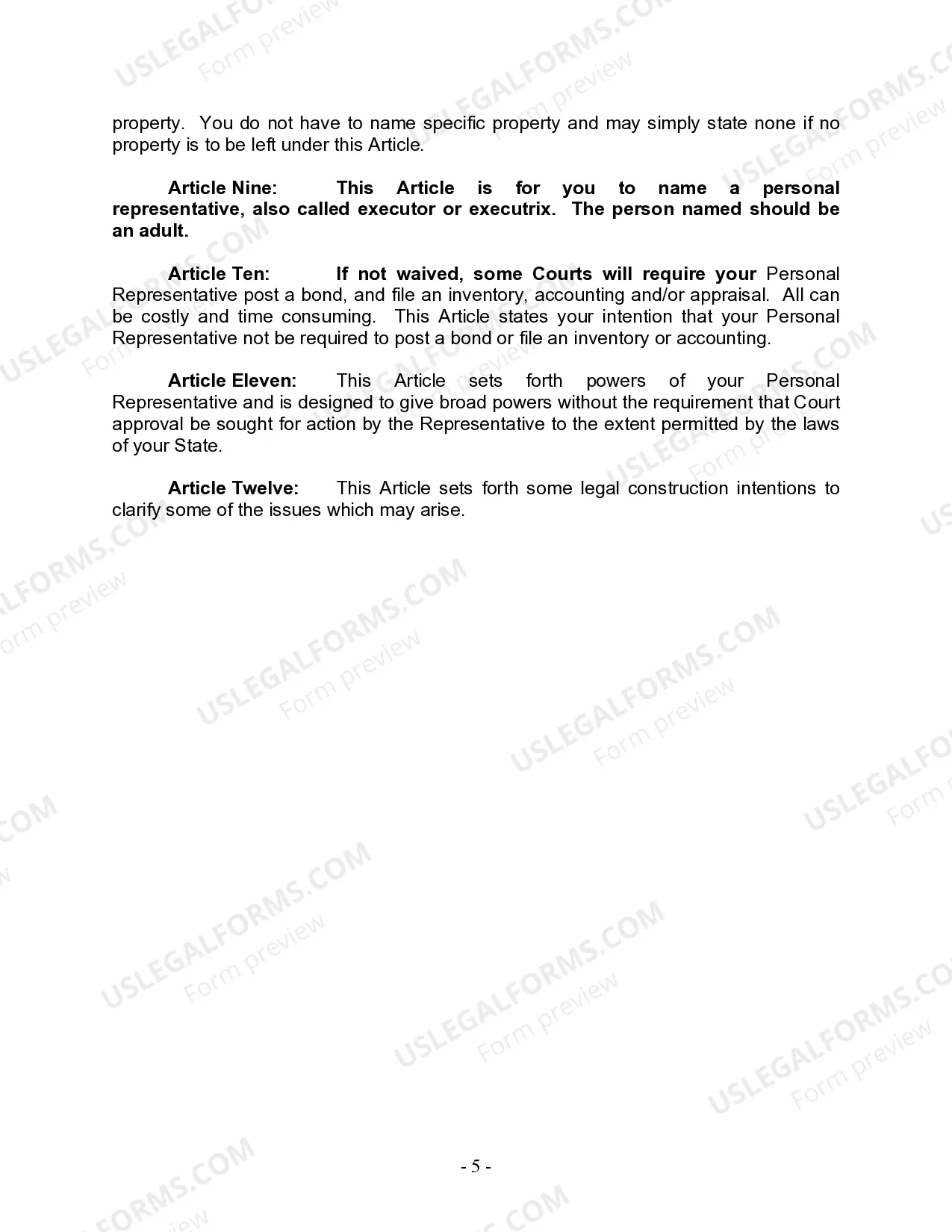 Preview Last Will and Testament for Divorced Person Not Remarried with Adult and Minor Children