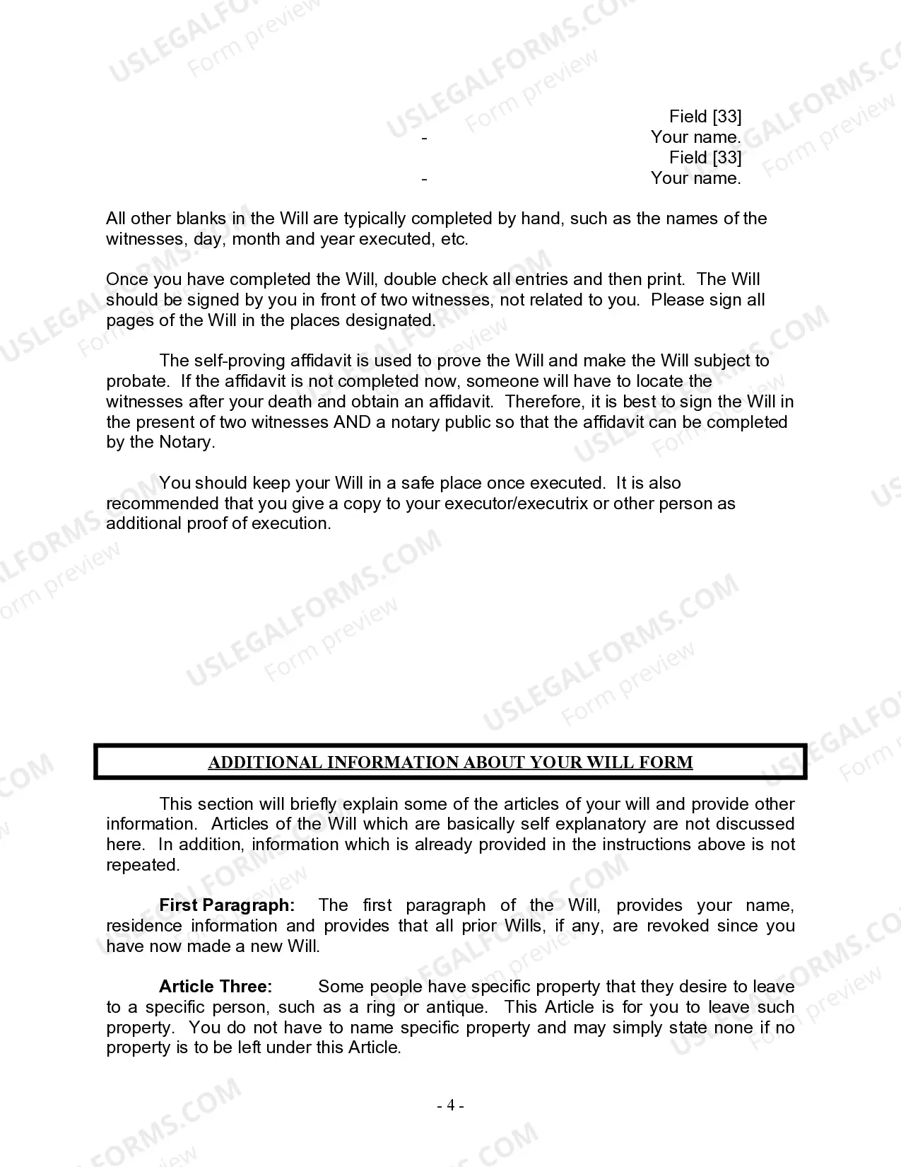 Preview Last Will and Testament for a Civil Union Partner with No Children