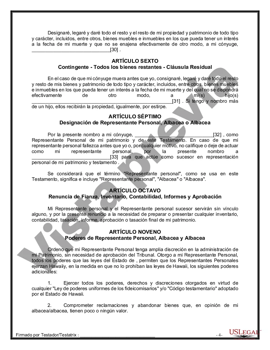 Preview Paquete de Voluntades Mutuas con Últimas Voluntades y Testamentos para Pareja Casada con Hijos Adultos