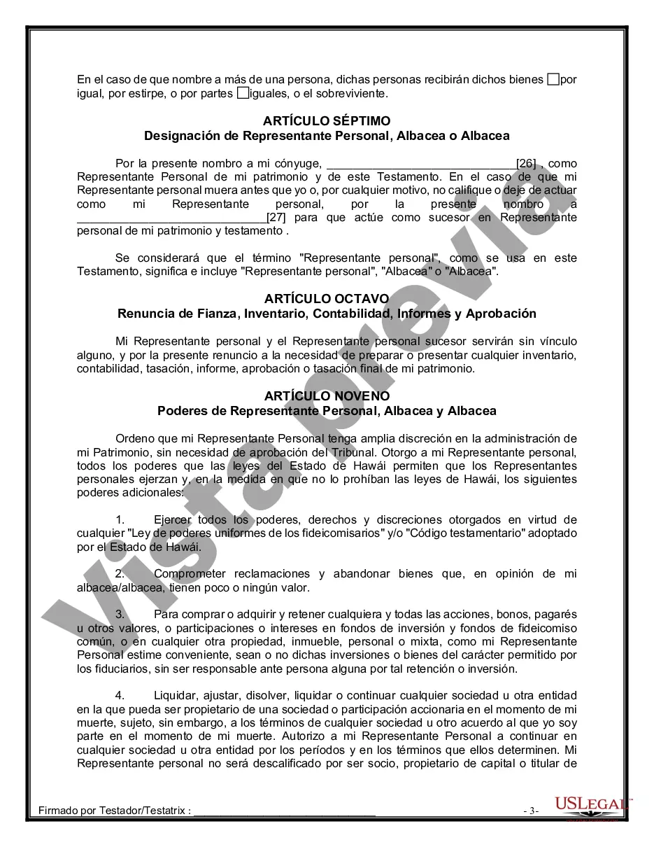 Preview Paquete de Voluntades Mutuas con Últimas Voluntades y Testamentos para Pareja Casada sin Hijos