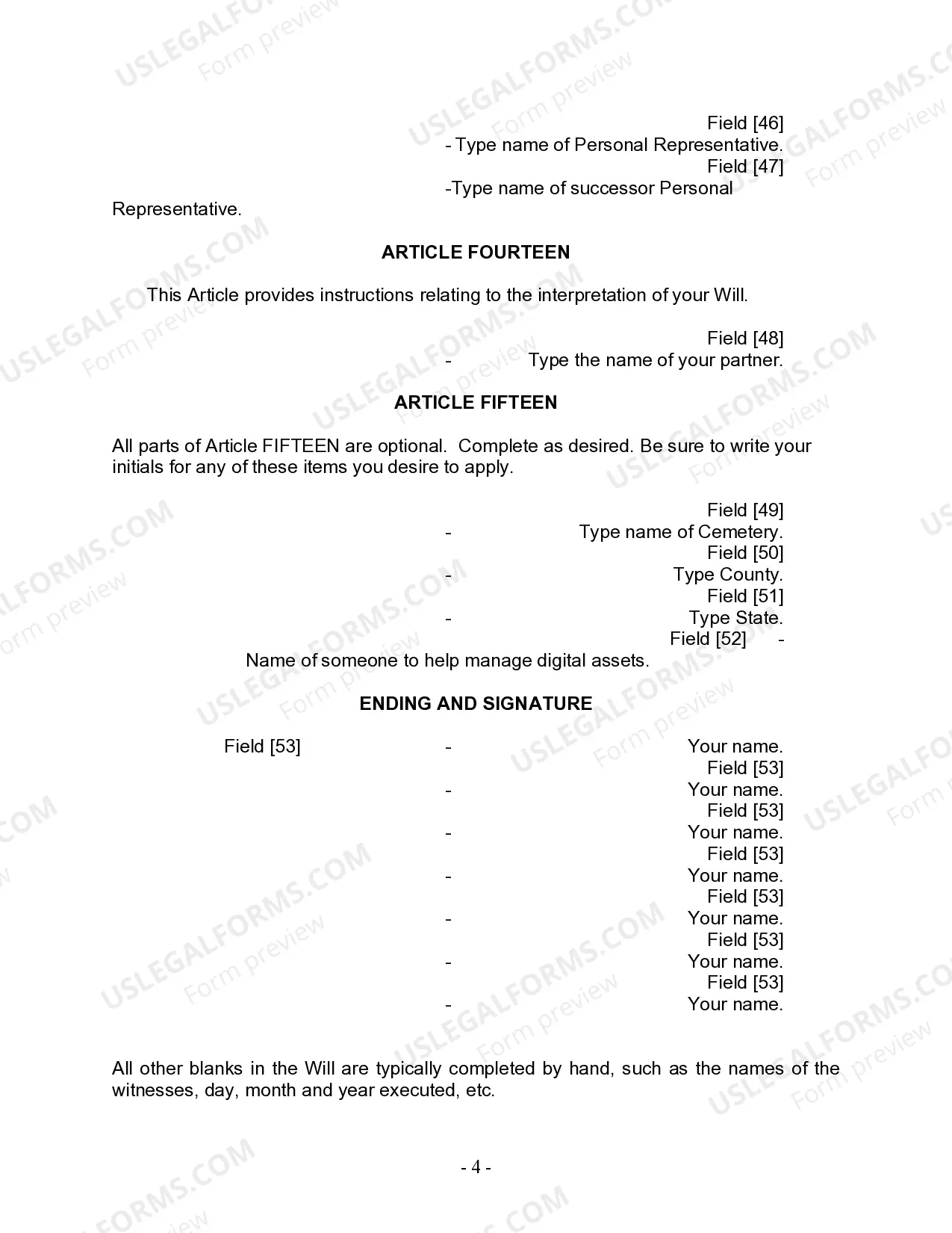 Preview Last Will and Testament for Domestic Partner with Adult and Minor Children from Prior Marriage
