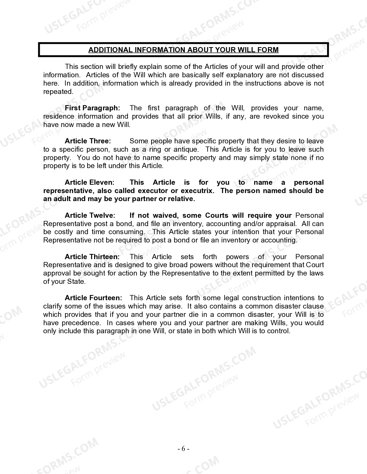 Preview Last Will and Testament for Domestic Partner with Adult and Minor Children from Prior Marriage